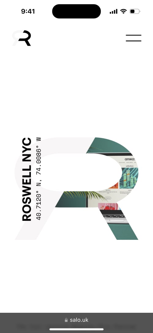 Mockup of Roswell website homepage design.